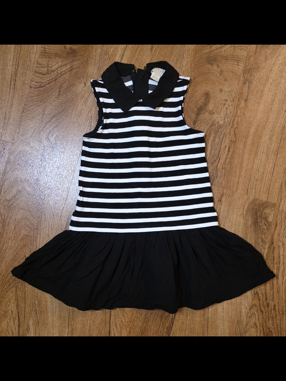 Kate Spade Girls Black & White Striped Collared Sleeveless Dress